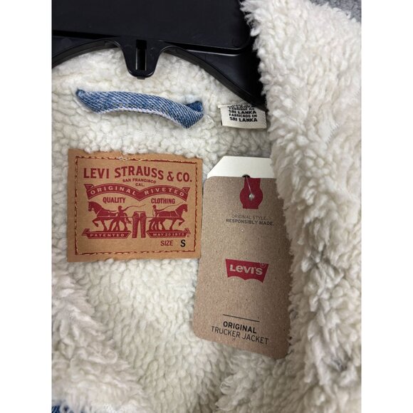 Levis Women's Original Trucker Jacket Denim Sherpa Lining Shine Theory Small NWT - Picture 6 of 8